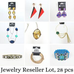Wholesale Jewelry Lot - 28 Pieces - Retro Vintage 80's Style - Necklace Bracelet